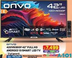 ONVO 42OV6000F 42 İNÇ FULL HD ANDROİD SMART LED TV AKILLI TELEVİZYON